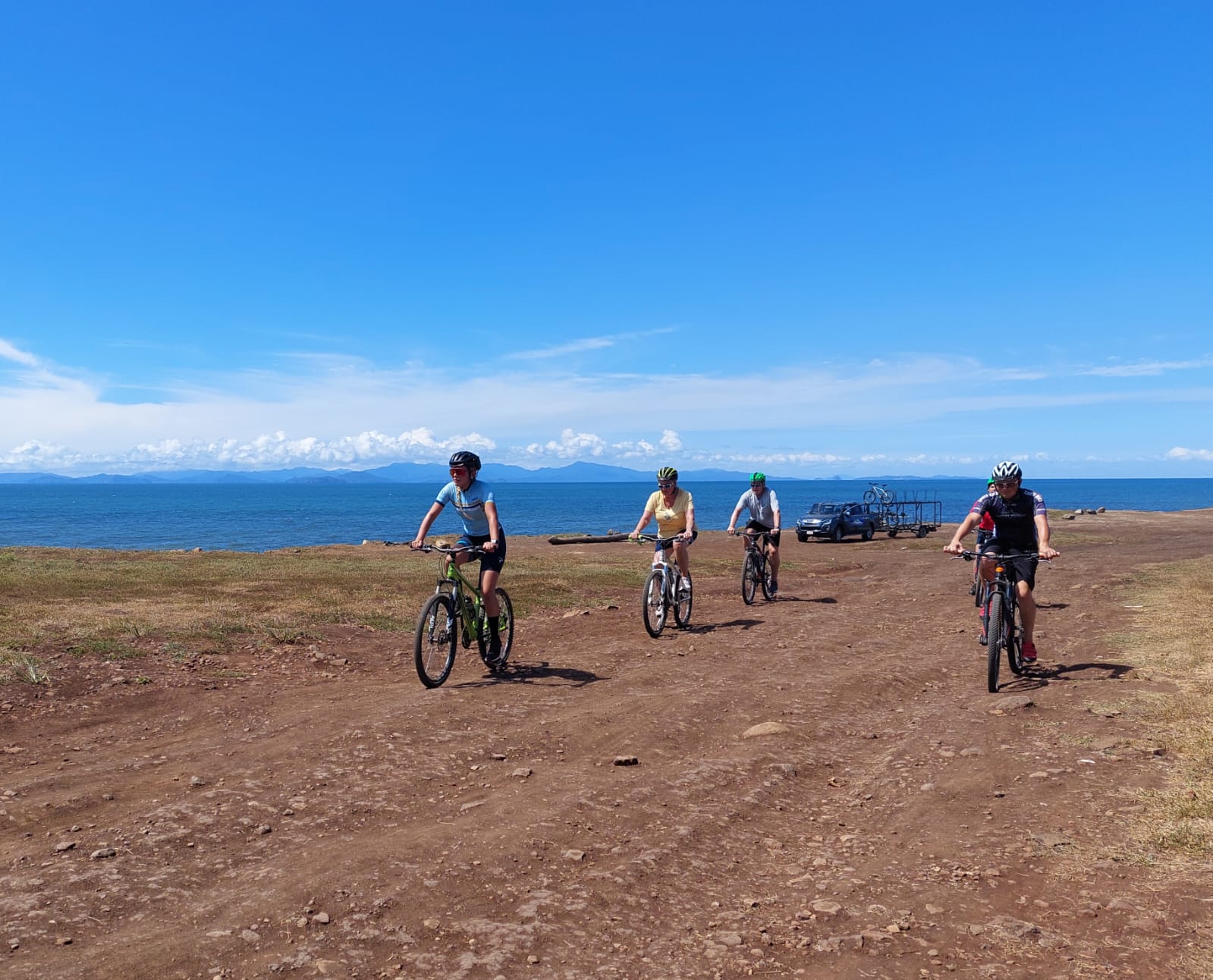 Cyclists descending from the Poás highlands toward Sarapiquí Costa Rica