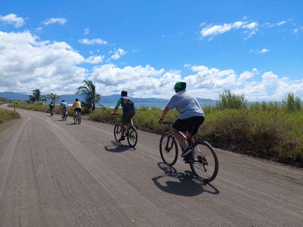 Group mountain biking along Costa Rica’s Pacific coast